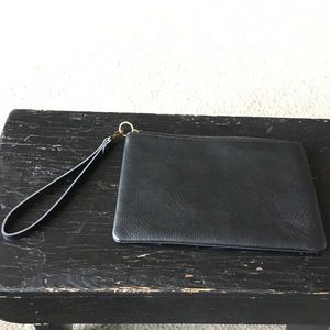 Madewell black leather clutch wristlet wallet